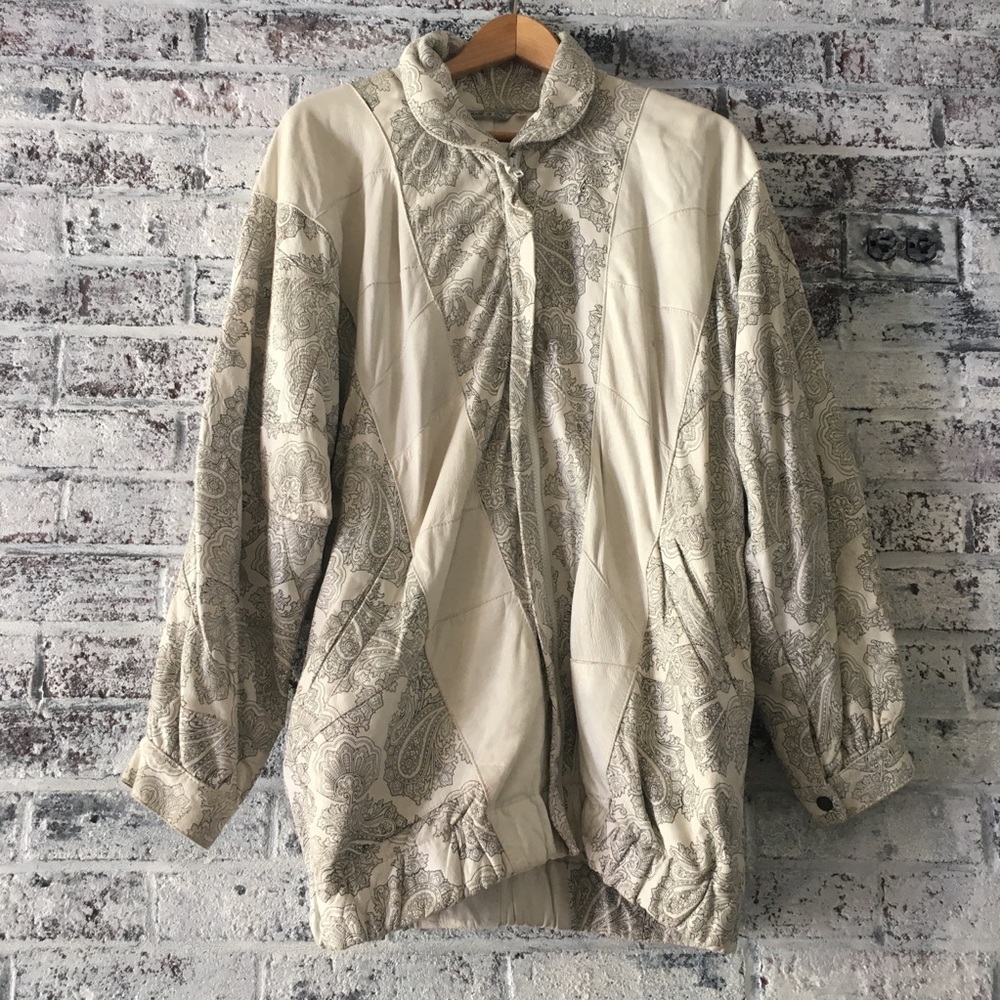 Totally 80’s baggy, leather jacket
